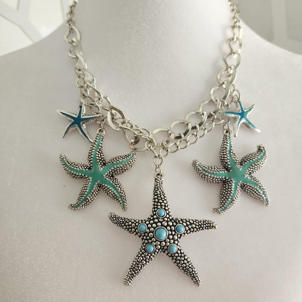Beautiful Starfish Necklace and Earrings set Handcrafted
